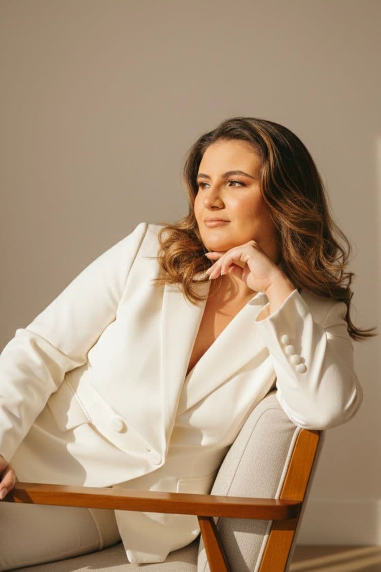 Raquel Souza em retrato editorial na seção sobre a psicóloga.